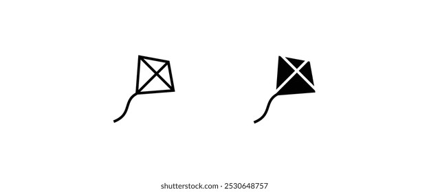 Kite icon line and flat icons set, editable stroke isolated on white, linear vector outline illustration, symbol logo design style