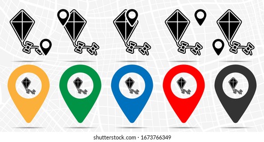 Kite icon in location set. Simple glyph, flat illustration element of autumn theme icons