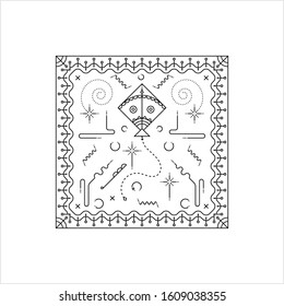 Kite Icon Monoline Style, Flying Kite Icon Single Stroke Width Vector Art Illustration