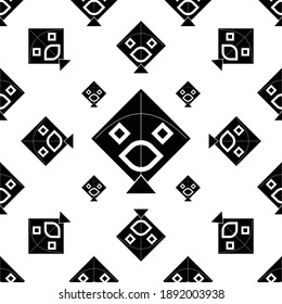 Kite Icon Seamless Pattern, Flying Kite Icon Vector Art Illustration
