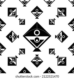 Kite Icon Seamless Pattern, Flying Kite Icon Vector Art Illustration
