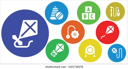 kite icon set. 9 filled kite icons.  Simple modern icons about  - Kite, Toys, Toy