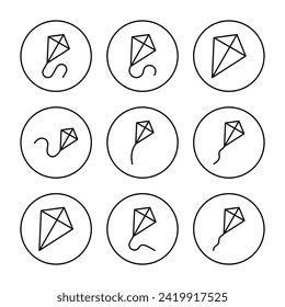 Vector de conjunto de iconos de cometa. signo de cometa y símbolo