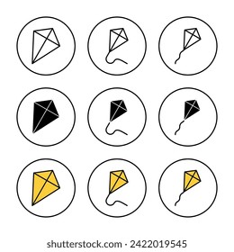Kite icon set vector. kite sign and symbol