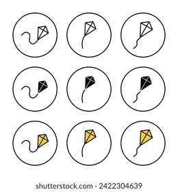 Vector de conjunto de iconos de cometa. signo de cometa y símbolo
