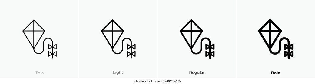 kite icon. Thin, Light Regular And Bold style design isolated on white background