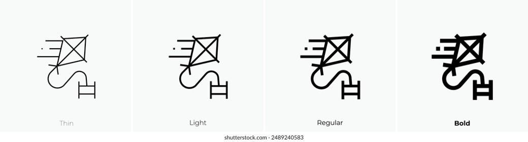 kite icon. Thin, Light Regular And Bold style design isolated on white background