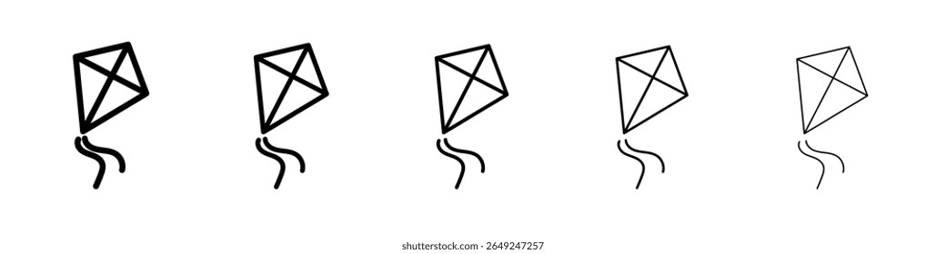 Kite icon thin line outline set or collection