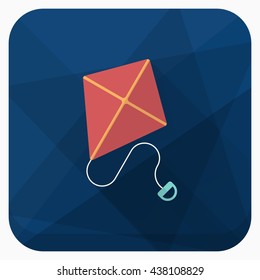 Kite icon , Vector flat long shadow design. Children's toys concept.