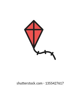 Kite Icon Vector Illustration in Filled Style for Any Purpose