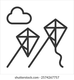 Kite Icon Vector Illustration Outline