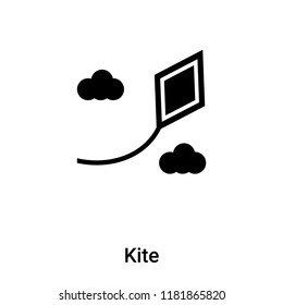 Kite icon vector isolated on white background, logo concept of Kite sign on transparent background, filled black symbol