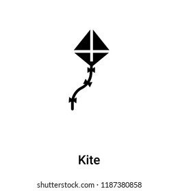 Kite icon vector isolated on white background, logo concept of Kite sign on transparent background, filled black symbol