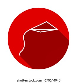 Kite icon vector isolated on red background with long shadow. flat icon