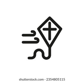 Kite icon vector. Linear style sign for mobile concept and web design. Kite symbol illustration. Pixel vector graphics - Vector.