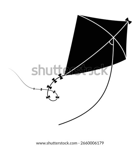 Kite icon vector and logo. Kite flying in the sky symbol. SIlhouette of flying paper kite symbol with tail. Vector illustration.