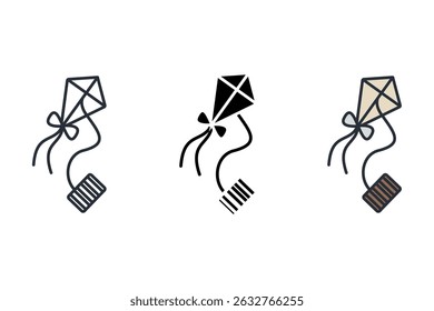 kite icons isolated on White Background. Flat style design