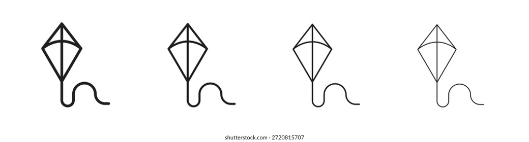 Iconos de cometa delinean el diseño de Vector negro. Línea con trazo editable.