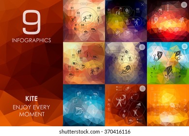 kite infographic with unfocused background
