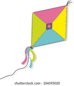 A kite isolated on the white background. Vector illustration.