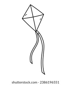 Kite isolated on a white background. Vector hand-drawn illustration in doodle style. Perfect for logo, decorations, various designs.