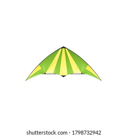 Símbolo aislado del festival Uttarayan o Maghi de cometa. Juguete vectorial con alas en amarillo y verde, objeto divertido de verano. Tradición de los globos de cometas volando Makar Sankranti en muchas partes de India