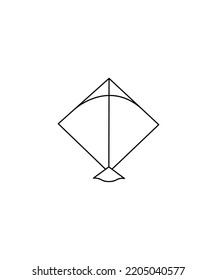 Kite line art icon isolated on a white background. coloring sheet for kids. for kids. for home decor such as posters, wall art, tote bag, t-shirt print.