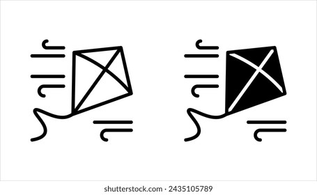 Kite line icon set, outline vector sign, linear style pictogram vector illustration on white background.