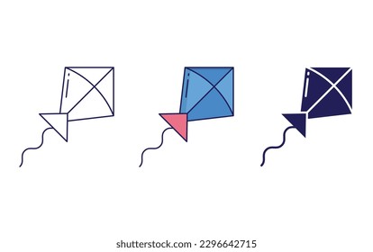 Kite line and solid illustration icon