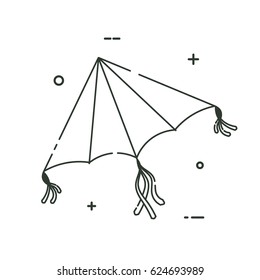 Kite in a linear style. Line icon isolated on white background. Vector illustration.