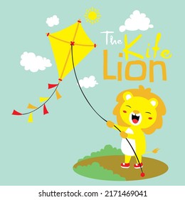 the kite lion happy, best for book cover, mascot, and sticker