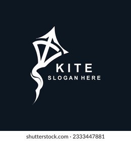 Diseño del logotipo de cometas. el estilo de papel kite a mano y creativo. plantilla de vector de logotipo minimalista y de lujo