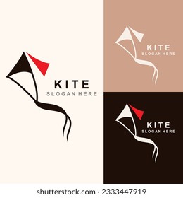 Kite Logo Design. paper kite handraw style and creative. minimalist, and luxury logo vector template