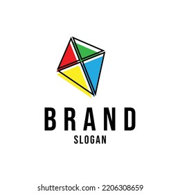 Kite Logo Icon With White Isolated Background. Vector Design Illustration