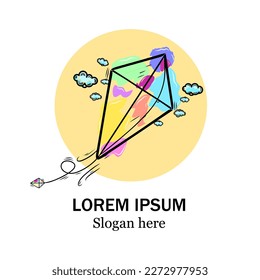 Kite logo illustration design. suitable for toy sales business and space company