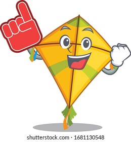 Kite mascot cartoon style with Foam finger