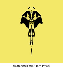Kite motif design with gold background color, Ornament for kite or wall decoration