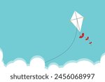 Kite on Sky with Clouds Illustration