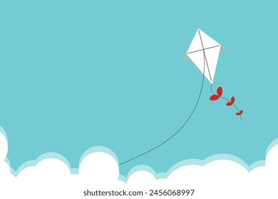 Kite on Sky with Clouds Illustration