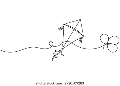 Cometa de una línea de arte de contorno continuo ilustración concepto de cometa voladora