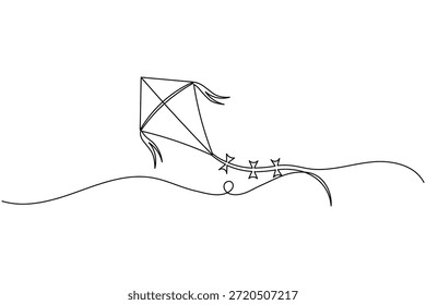 Cometa una línea de arte elegante ilustración de contorno de cometa voladora