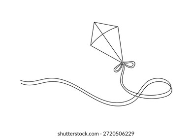 Pipa uma arte de linha ilustração linear simples de liberdade e céu