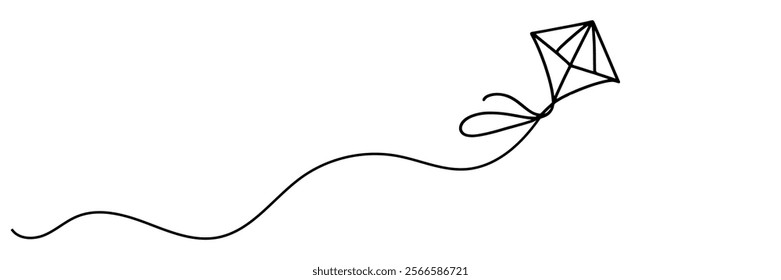 Kite One line drawing on white background.