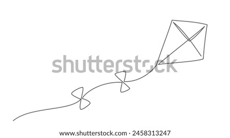 Kite One line drawing on white background