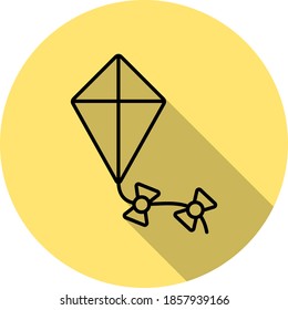 Icono de contorno de cometas en un estilo de sombra larga