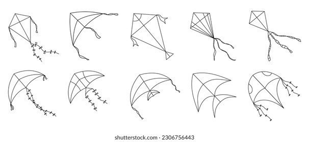 Kite Outline Illustration Line Art