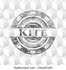 Kite realistic grey emblem with cube white background