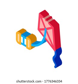 kite with rope keg icon vector. isometric kite with rope keg sign. color isolated symbol illustration