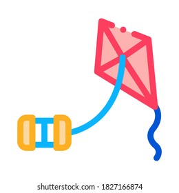kite with rope keg icon vector. kite with rope keg sign. color symbol illustration