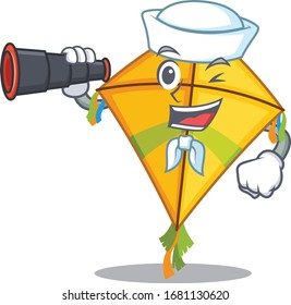 Kite in Sailor cartoon character design with binocular